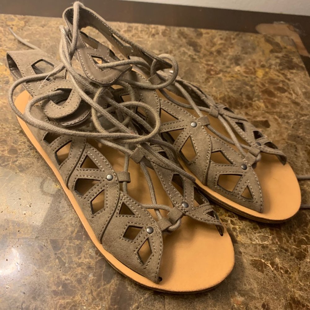 Beige Gladiator Style Sandals